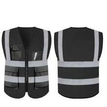 High Visibility Reflective Safety Vest With Pockets And Zipper Front, Neon Yellow, Meets ANSI/ISEA Standards