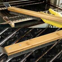 Kitchen Pizza Oven Copper Brush Wood Handle Bristle Brass Grill Cleaning Small Brush For Oven Cleaner