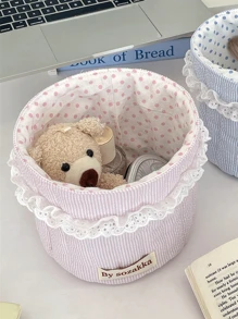 1 chiếc giỏ đựng đồ in hình nơ hoặc trái tim 3D màu hồng dễ thương, giỏ đựng đồ dùng văn phòng, giỏ đựng mỹ phẩm chống thấm nước dùng đựng cọ và đồ chăm sóc da, đồ trang trí bàn làm việc, hộp đựng đồ trang điểm. - Nhiều màu - Xem 8