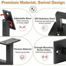 5pack 304 Stainless Steel Adjustable Swivel Handrail Bracket For Staircase, Square Stair Railing Bracket ( Black) - 黑色 - 查看 4