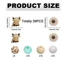 39pcs/Set Daisy & Highland Cow Shaped Silicone Beads - Suitable For DIY Jewelry Making, Pens, Necklaces, Keychains - Colorful Handmade Gift Set With Animal & Floral Patterns, Silicone Character Beads - 39PCS Daisy Cow Set - View 4