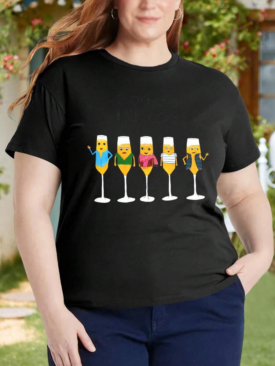 Bottomless Mimosas Brunch A Funny Cocktail oversize women T-Shirt for Women (Large Size) - Alcohol Booze Day Drinker - Negro - Ver 1