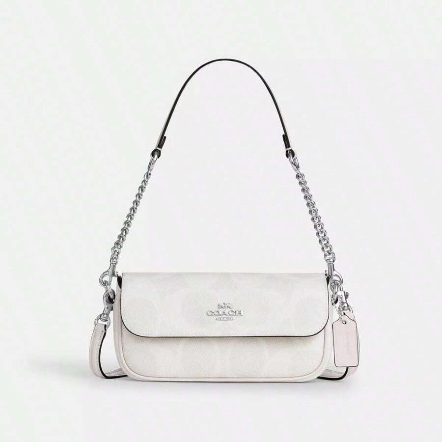 Hailey Flap Bag In Signature Canvas - trắng/phấn - Xem 1