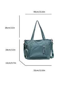 Bolso de tote de gran capacidad unisex con monedero 1 pieza, nuevo estilo coreano de estudiante de universidad y escuela secundaria, bolso casual, bolso bandolera, bolso de lona, bolso cruzado, bolso para mujer con bolsita, bolso escolar para compras, vacaciones, bolso de tote de moda con cremallera, bolso de tote escolar grande, con múltiples compartimentos, perfecto para la playa, la escuela, el trabajo y el uso diario