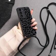 兼容 Galaxy 和 Apple 手机壳，带不对称黑色豹纹图案，S24 S23 Ultra 挂绳链式保护壳，兼容 Apple 和可拆卸肩带项链挂绳硅胶奢华保护透明软壳防水防震防摔防刮 - 彩色 - 查看 5