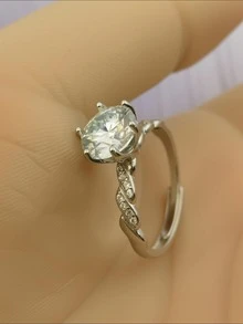 女士 925 纯银锆石承诺戒指 | 闪亮可调节精致珠宝礼物，适合情人节、周年纪念日、生日和婚礼 | 防过敏可堆叠爱情戒指，适合情侣、她、女朋友、妻子 | 浪漫约会之夜、海滩度假、新娘送礼会配件 | 精致镀玫瑰金设计，彰显日常优雅