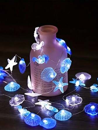 1pc 1/2m Ocean Theme Party Decor Seashell Starfish String Light Kids Bedroom DIY Decorations Mermaid Theme Birthday Party Decoration