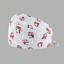 1 pieza Visera de sol de mujer de poliéster con estampado de frutas, flores y animales, ajustable, adecuada para médicos, enfermeras, amas de casa y talla grande, práctica para ser antibacteriana y antipolvo, apta para todo el año