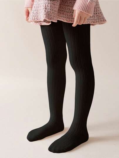 1pc Solid Color Simple Tights For 10-Year-Old And Younger Kids' Baby Girls In Spring And Fall