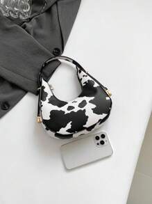 A Fashionable New Cow Print Leopard Print Zebra Print Girl Handbag, Classic Cow Print Design Pu Zipper Closed Handb