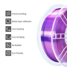 PLA Filament 1.75mm Bundle Silk Dual Color, 3D Printing PLA Filament 1.75mm Dimensional Accuracy +/- 0.02mm, 1KG*2 Spool (4.4 Lbs)