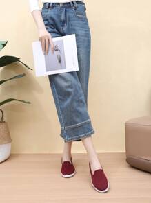 女士几何密趾拖鞋，波西米亚圆头防滑亚麻木底凉鞋，休闲拖鞋 - 紅色 - 查看 4