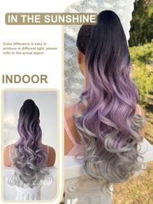 multicolor 3 color cosplay con clip Extensión de coleta también disponible en onda estilo con sintético material púrpura Pelo postizo para mujeres - Multicolor - Ver 6