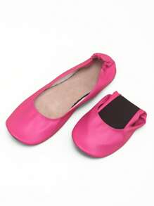 女士时尚休闲柔软舒适百搭经典可折叠一脚蹬舞鞋，适合室内穿着 - 粉色 - 查看 4
