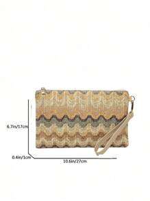Tropiscape Modna, wiosenno-letnia, wielofunkcyjna torba kopertowa z tkaniny, swobodna torebka w bloki kolorów z falowanym wzorem, jesień, Boże Narodzenie, zima, prezenty świąteczne - Wielokolorowe - Zobacz 7