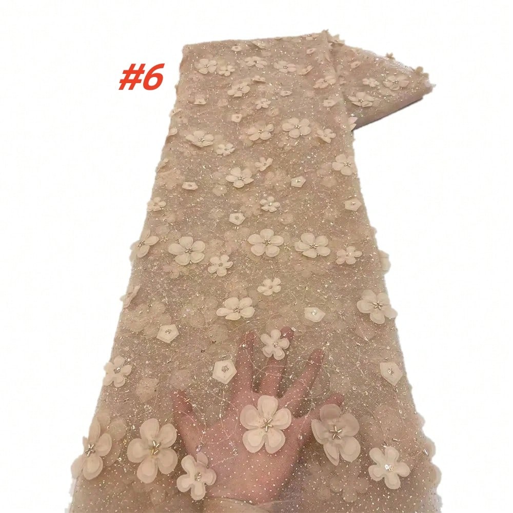 Tissu Dentelle Africaine à Paillettes En Tulle - 4,6 Mètres, Largeur ~3,2 Cm - Pour Robe De Mariée, Tenue De Fête Nigériane, événement Spécial