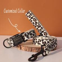 Customizable Leopard Print Dog Collar, Personalized With ID Name & Phone Number, Adjustable Pet Collar, Free Engraving, Suitable For Small, Medium & Large Dogs And Cats - Collar - View 4