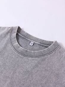 Scissors With Sunglasses And Handprint Flower Men's High Size Summer Sleeveless Pure Cotton Vest -230g Washed Cotton Loose Street Style, Machine Washable Round Neck Casual Sports Style Vest | High Street Fashion - 灰色 - 查看 3