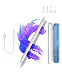 Stylet compatible avec le crayon iPad avec charge sans fil magnétique, avec câble de charge magnétique, avec rejet de la paume, sensibilité à l'inclinaison, fonctionne pour iPad Air 3/4/5, iPad Mini 5/6/7, iPad 6/7/8/9/10, iPad Pro 11", iPad Pro 12.9" (2018-2024)