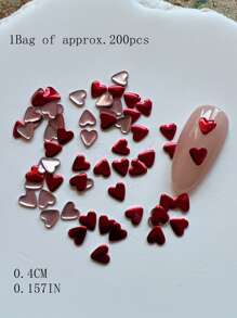 200Pcs Metallic Heart & Heart Shape Decor Rivet For Nail Art Crafts Nail Supplies Nails Nail Charms Nail Gems - Multicolor - View 17