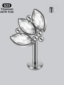 1PC Horse Eye Marquise Zirconia Pave Labret Lip Stud Cartilage Hoops Earring Titanium Alloy Internal Thread Arc Water Drop Piercing HelixTragus Lobe Ear Stud Unisex - Titanium Color - View 16