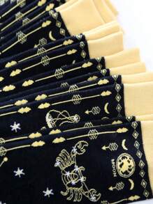 1 par de calcetines unisex personalizados con diseño de signos del zodiaco, calcetines casuales y lindos con estilo de monopatín hasta el tobillo, versátil para uso diario