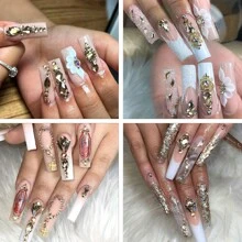 2800颗金色水钻美甲宝石，香槟色SS10/12/16/20水晶石，面部饰品，小珠子，美甲装饰，附赠蜡笔和镊子 - 香檳色 - 查看 6