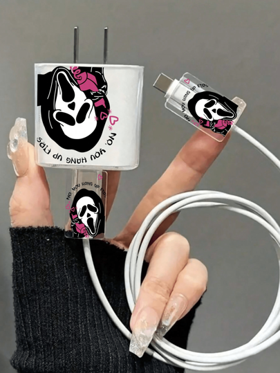 Colorful Graphic Charging Protector Case Compatible With IPhone 15, Clear Anti-Break Silicone Protective Case Compatible With IPhone 14 Pro Max, 13, 12, IPad, Supports 18/20W Fast Charging, Minimalist Design Cable Protector, Charger Protector