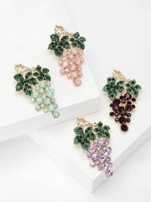 Spilla alla moda con strass a forma di uva per donne, spilla a forma di pianta, accessorio per abiti e vestiti, ideale come regalo per feste e banchetti