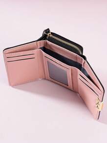 Women's Short Zipper Tri-Fold Wallet Butterfly Metal Decor Fashion New Multi-Card Slots Handbag Coin Purse Wallet Purse Wallet Mini Wallet Small Wallet - Black - View 6