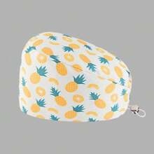 1 pieza Visera de sol de mujer de poliéster con estampado de frutas, flores y animales, ajustable, adecuada para médicos, enfermeras, amas de casa y talla grande, práctica para ser antibacteriana y antipolvo, apta para todo el año