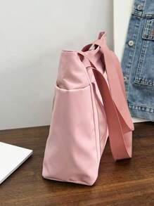 Simple Commuting Versatile Large Capacity Tote Bag, Highly Attractive Artistic College Student Class Shoulder Cloth Bag Beach Bag Travel Bag Luggage - Multicolor - View 4