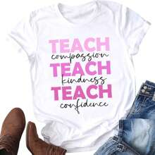Teacher Shirts For Women Funny Teach Sayings Short Sleeve Tshirt - White - View 1