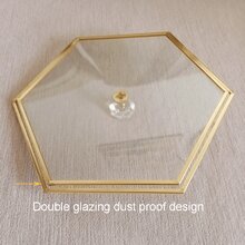 New Striped Glass Large Capacity Hexagonal Double-Layer Crystal Handheld Dustproof Jewelry Storage Box, Home Decor, Banquet, Wedding Gift - Multicolor - View 6