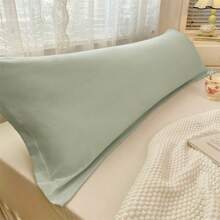 1 pièce Taie d'oreiller de couleur unie, nouvelle, douce et agréable pour la peau, housse de coussin double, couleur macaron, simple/double, taie d'oreiller de couple (intérieur non inclus), style Ins, convient pour toutes les saisons - Vert pastel - Voir 5