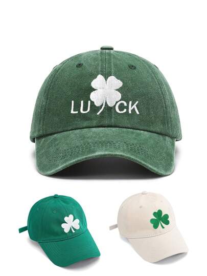1 pezzo Cappellino da baseball da donna per San Patrizio, ricamato con quadrifoglio, cappello verde fortunato, traspirante, accessorio da donna, regalo per celebrazioni festive, cappello parasole