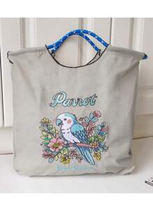 New Japanese Style Nylon Embroidered Tote Bag, Portable Niche Fashion Versatile Waterproof Embroidery Shoulder Bag - Multicolor - View 3