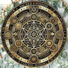 1 bucată Messiah Metatron Cube Circular Metal Wall Art, Home, Cafe, Apartment Metal Decor, potrivit pentru Crăciun, Halloween, Anul Nou