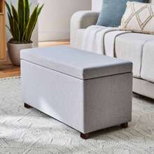 30" Hinged Storage Ottoman, Gray