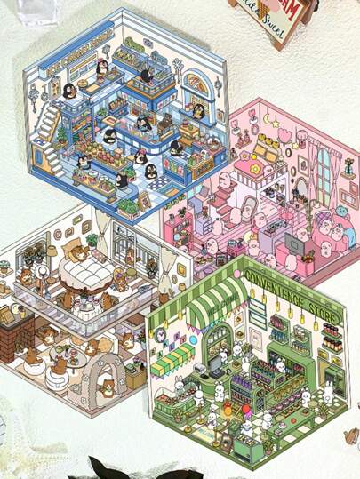 3D Decorative Stickers For Miniature House Scenes, DIY Craft And Log Phone Case Notebook Without Cutting Back To School