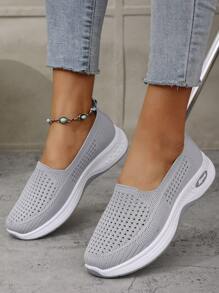 Nuevos tenis tipo calcetín de malla primaveral para mujer, cómodos y sin cansancio - Gris - Ver 6