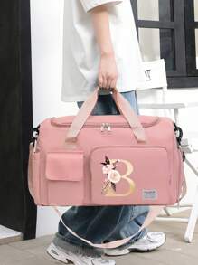 Oxford Cloth Material, Fashionable Style, Wet & Dry Separate, Adjustable Shoulder Strap, Multi-Pocket Storage, Large Capacity Multifunctional Black Travel Bag, Handbag, Crossbody Bag, Shoulder Bag, Separate Space For Storing Shoes, Suitable For Vacation, Travel, Fitness, Exercise, College Bag For School School Accessories School Stuff - Pink - View 21