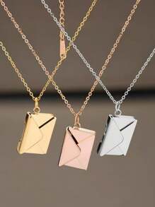 Customized Hot Selling Envelope, Open Love Letter, Engraved Titanium Steel Pendant Necklace, Children's Festival Creative Design Gift
