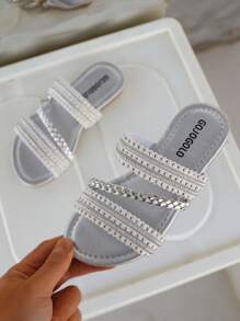 Girls' Slippers Summer New Children's Shoes Wear Sandals Summer Little Girls Soft Sole Popular Fashion Sandals - Silver - View 5