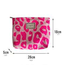 Pink Leopard Print Women Cosmetic Bag Retro Flower Ladies Small Clutch Purse Travel Handbags Schoolgirl Pencil Storage Bags
