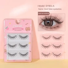 3 对自然假睫毛，仿貂皮睫毛 - 长而细，多层，短而浓密，打造持久自然的睫毛效果，可重复使用，羽毛状和喇叭状，适合日常使用或特殊场合
