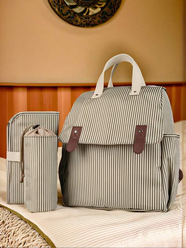 3 Peças/Conjunto Bolsa de Mamãe com Trocador de Fraldas, Mochila Maternidade de Grande Capacidade, Bolsa Tote Multifuncional para Mãe e Bebê Viajar