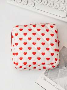 1 包可爱少女绗缝花朵粉色印花蝴蝶结心形花朵迷你化妆品收纳袋卫生袋餐巾袋数码产品收纳袋女孩卫生棉条收纳袋女士化妆包零钱包化妆包卫生棉条收纳袋内衣卫生棉条月经杯可重复使用防水旅行大学宿舍家居浴室返校用品 - 彩色 - 查看 10