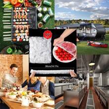 100/50pcs一次性保鲜膜 一次性保鲜膜家用厨房冰箱剩饭水果食品塑料密封保鲜罩 防臭防漏防尘冰柜罩 冰箱保鲜罩 厨房配件 仅适用于直径7.87英寸的小盘子