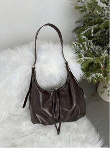 2025 New Korean Fashion Campus Style Vintage Distressed Underarm Bag For Women, Oversized Tote Bag For Shopping, Party, Travel, Gift - Autumn/Winter, Street & Japanese Bag For Women